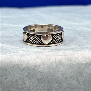 Sterling Silver Weaved Heart Band Ring Sz 9 925